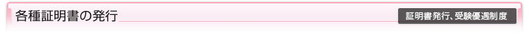 各種証明書の発行 （証明書発行、受験優遇制度）
